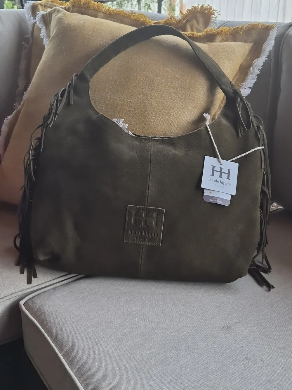 Haute Hippie Green Suede Fringe Bag - Picture 2 of 4